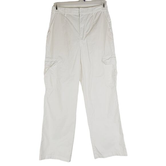 Zara womens white 100% cotton cargo utility pants size medium - Picture 1 of 11